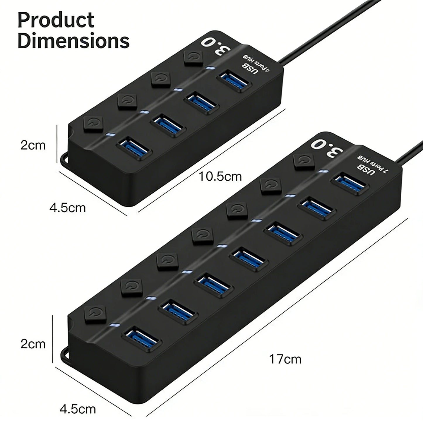 Drifteck USB 3.0 Hub — 4 & 7 Port with LED Indicator