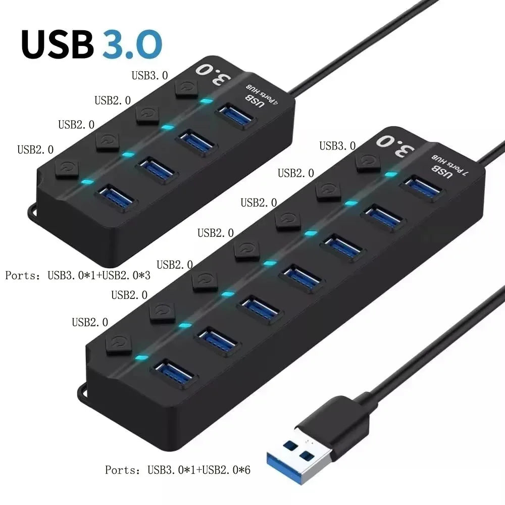 Drifteck USB 3.0 Hub — 4 & 7 Port with LED Indicator
