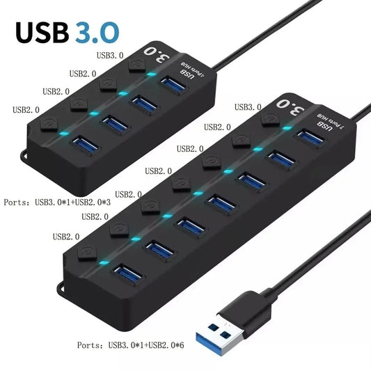 Drifteck USB 3.0 Hub — 4 & 7 Port with LED Indicator