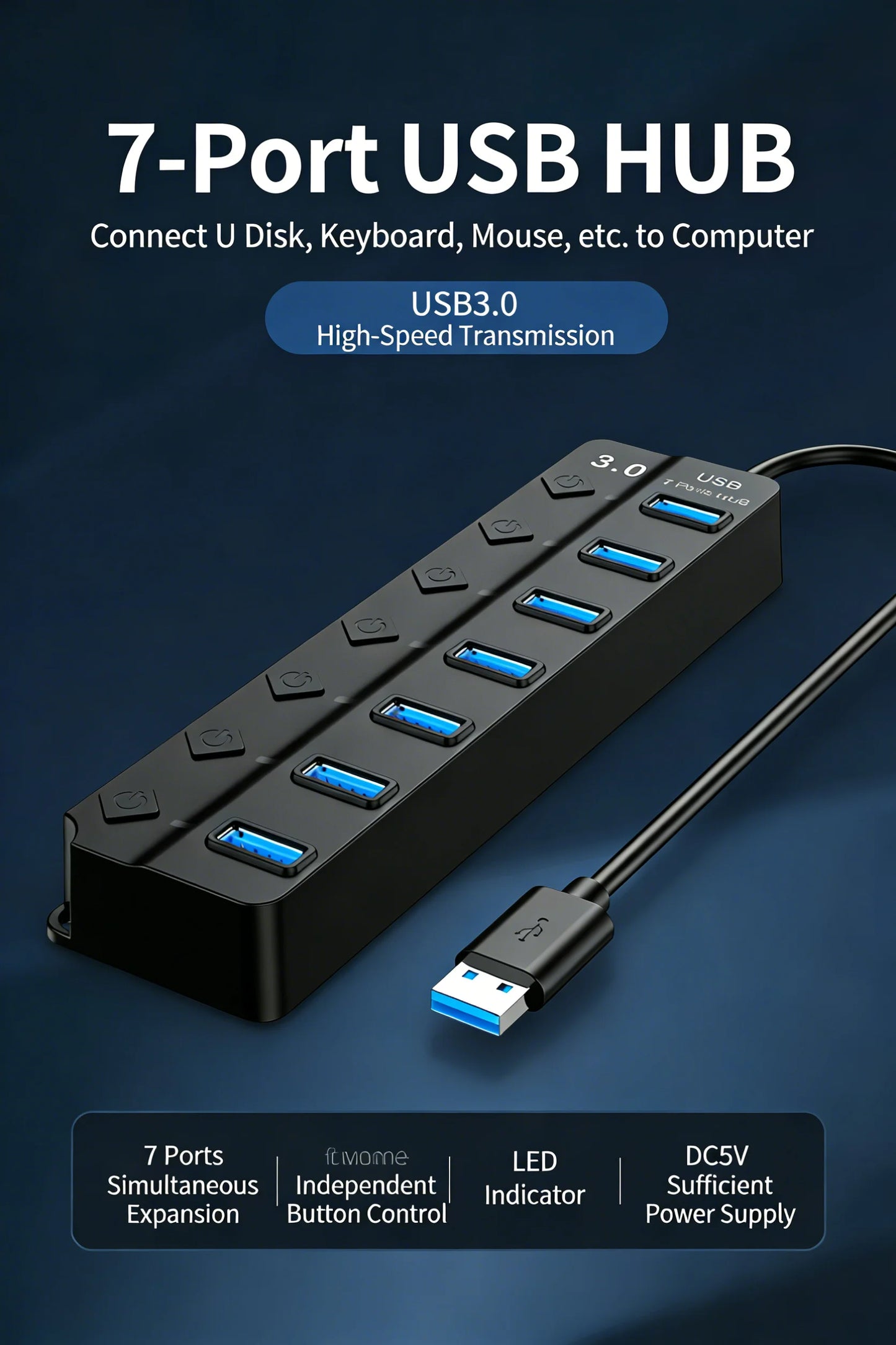 Drifteck USB 3.0 Hub — 4 & 7 Port with LED Indicator