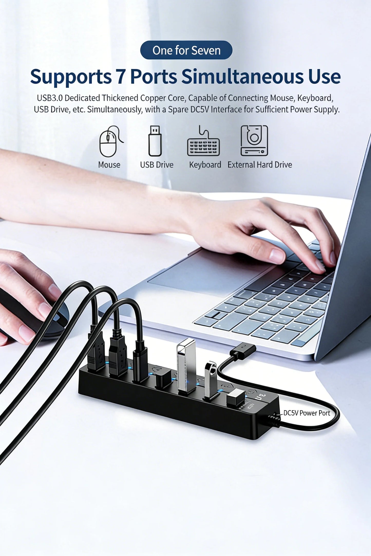 Drifteck USB 3.0 Hub — 4 & 7 Port with LED Indicator
